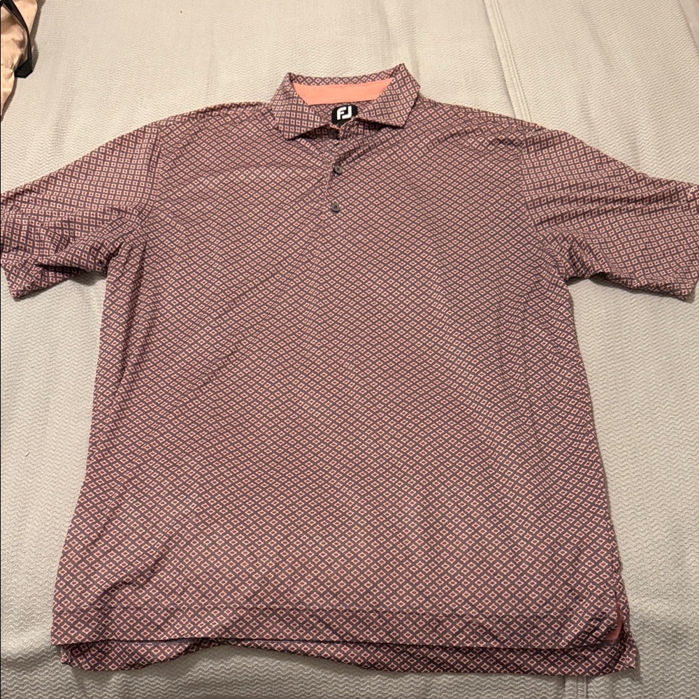 FootJoy Men's Patterned Polo Shirt - Red and Black